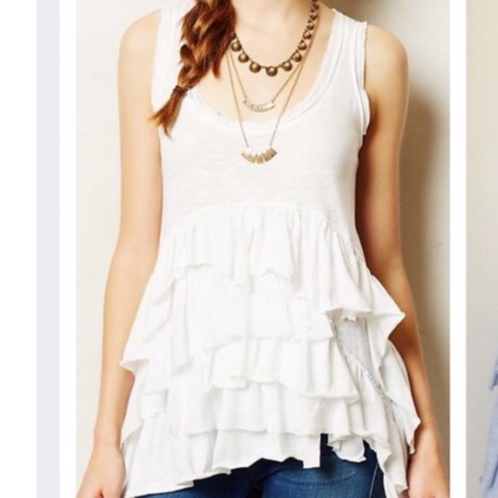Anthropologie Meadow Rue White Petticoat Tank - Picture 2 of 15